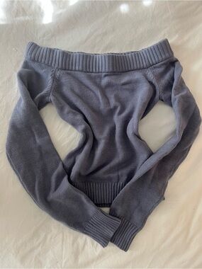 Women’s Off-Shoulder Sweater in Slate Blue